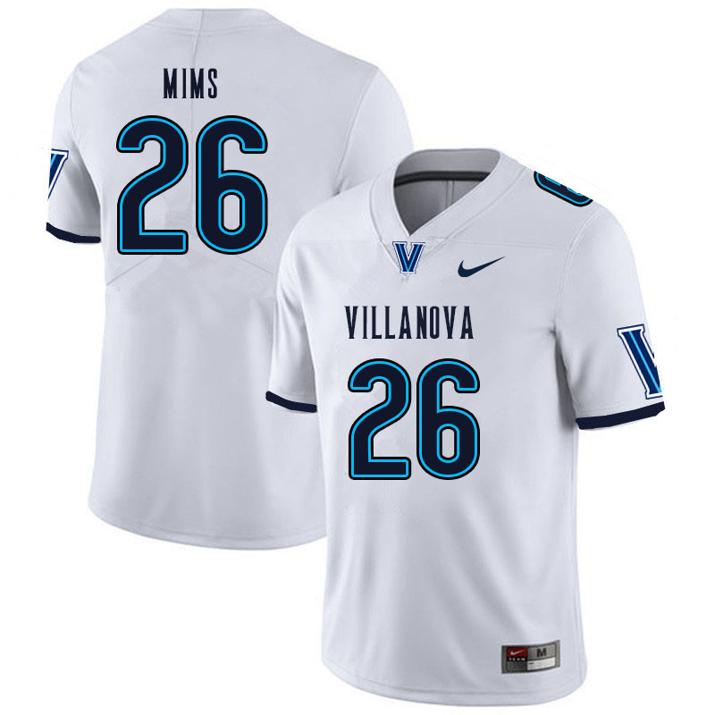 Men #26 Tyrell Mims Villanova Wildcats College Football Jerseys Sale-White